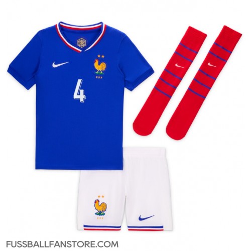 Frankreich Dayot Upamecano #4 Replik Heimtrikot Kinder EM 2024 Kurzarm (+ Kurze Hosen)
